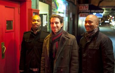 Eric Harland, Aaron Goldberg, Reuben Rogers Are Posing For A Picture