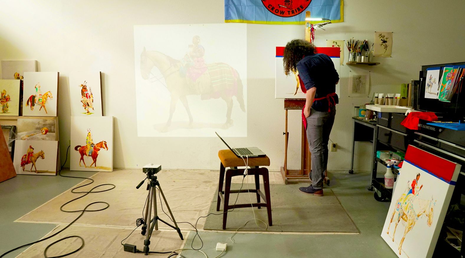 A Person Standing In A Room Painting